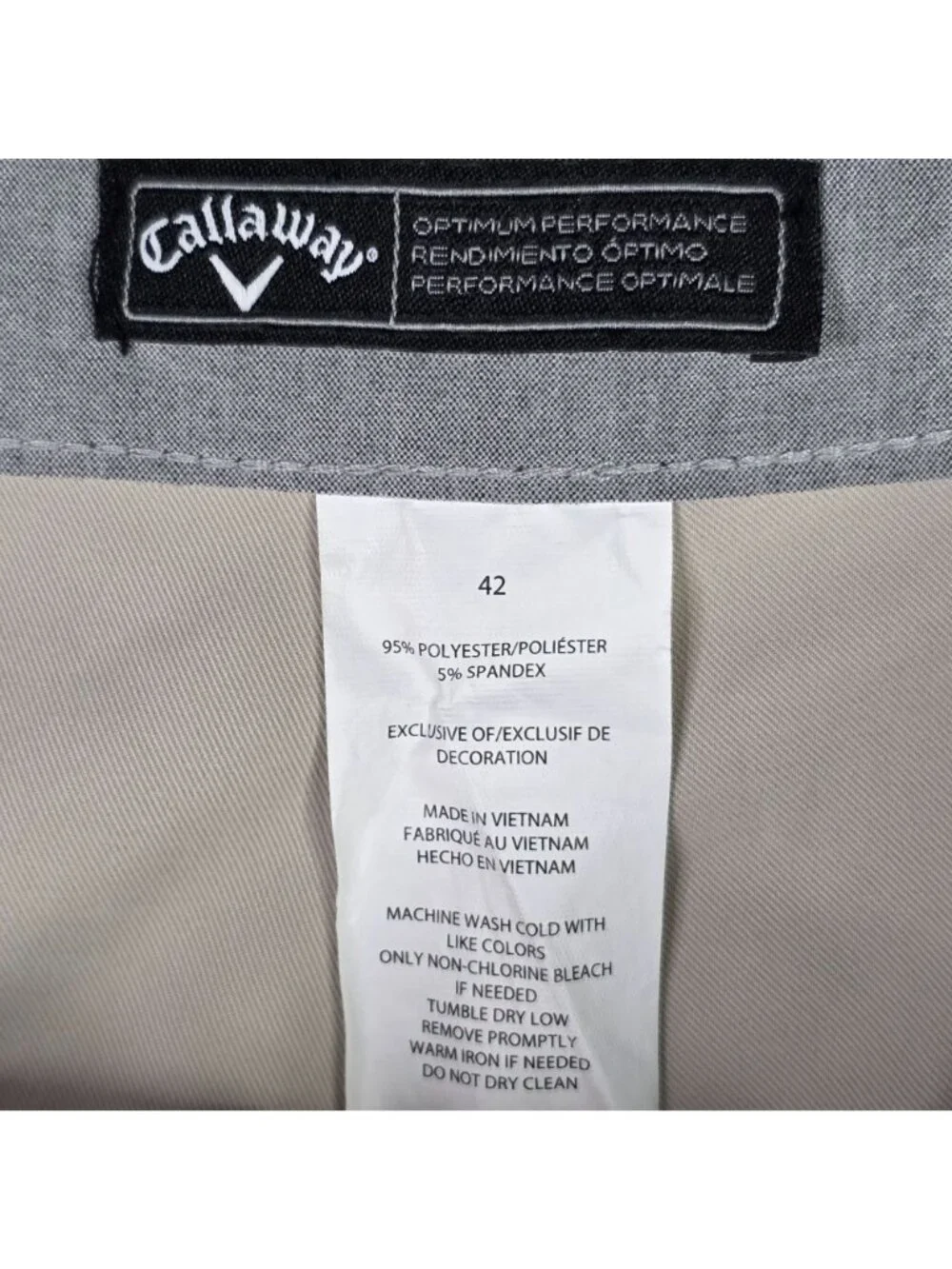 Mens Callaway Beige Flat Front Chino Golf Shorts 11